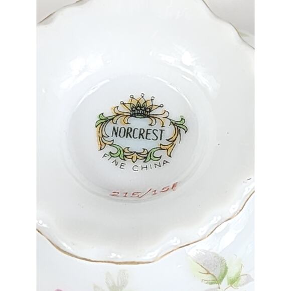Norcrest Rare Teacup & Saucers French Rose Pink Floral Fine China Japan Vintage - Picture 15 of 16